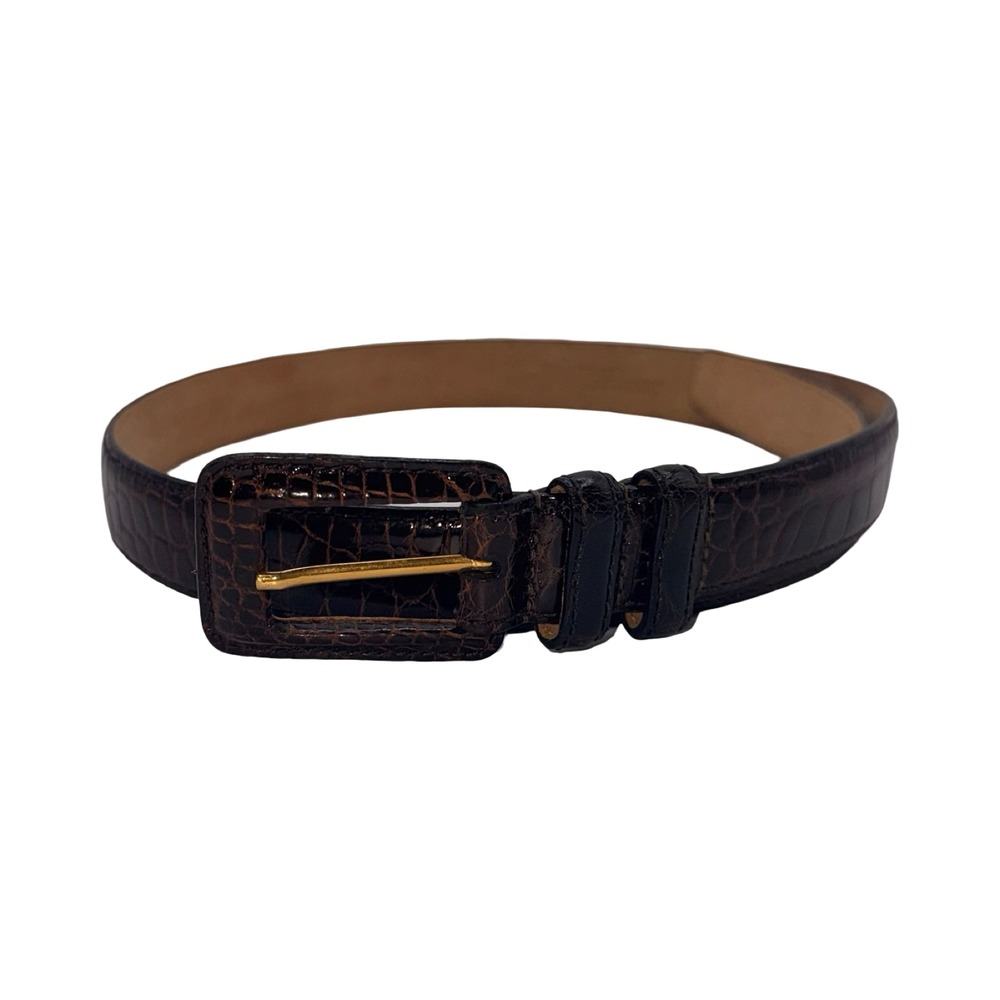 WCM New York Brown Genuine American Alligator Belt Womens M 1 Inch USA Made